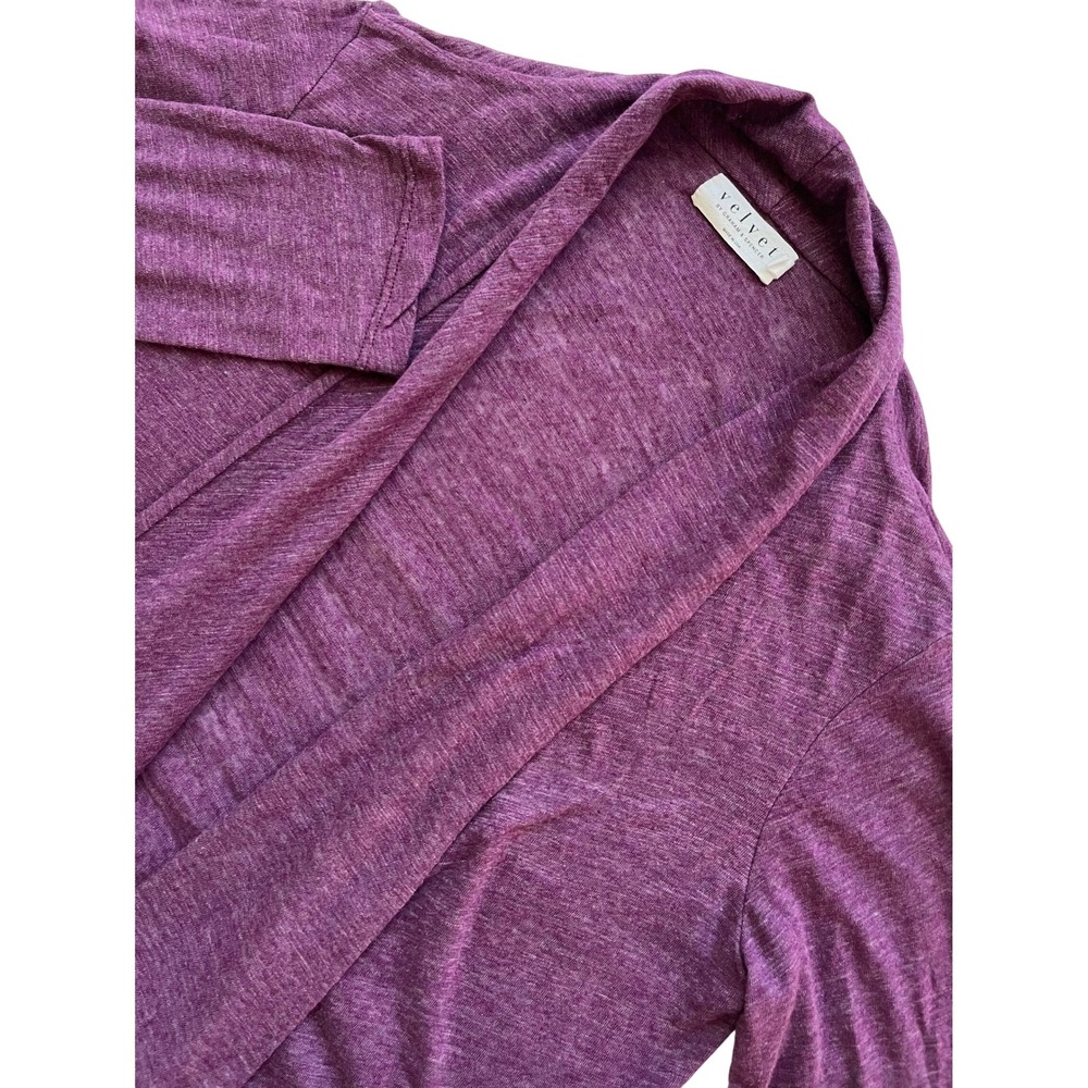 Velvet by Graham Spencer Women's Purple Heathered Open Front Cardigan Size S USA
